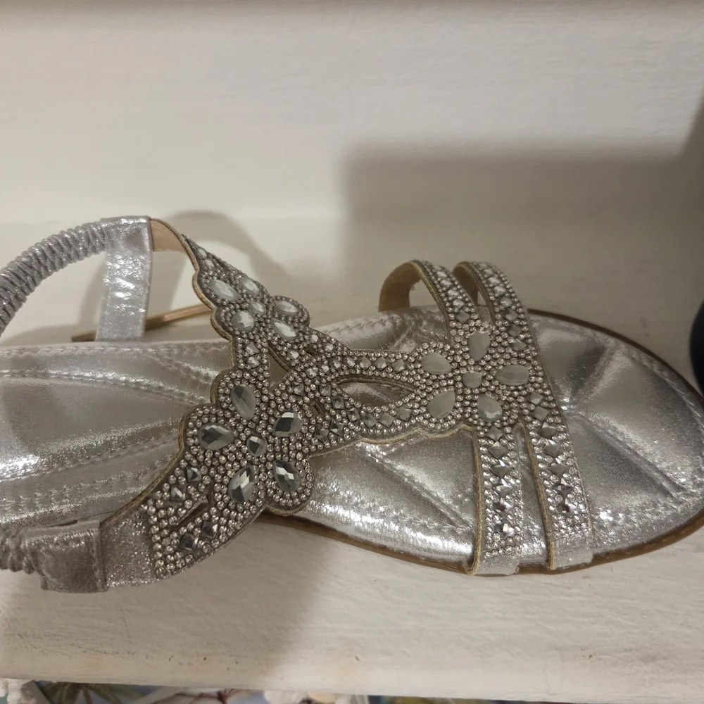 Silver Sandals with Intricate Design - Picture 10 of 16
